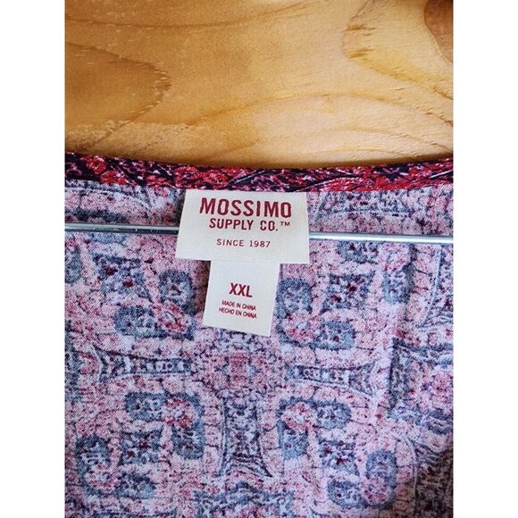 Mossimo Womens size XXL Reds Floral Boho Peasant Ruffle Tie Faux Wrap Blouse New - Picture 11 of 12